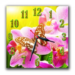 Часы "Орхидея с бабочкой"